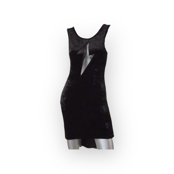 new LF Millau ϟ Cut Out Mesh Bolt Sleeveless Dress ϟ Black Velvet ϟ Small - Picture 2 of 13